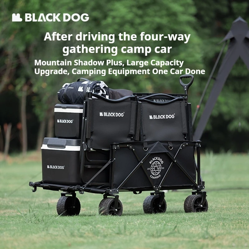 Naturehike BLACKDOG Folding Cart With Brake Wheels Detachable Large Capacity Utility Wagon Outdoor Camping Collapsible Trolley