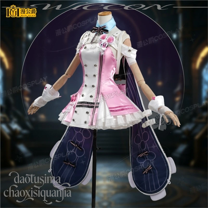 Chiz Cosplay Costume Kawaii Pink Dress Rabbit Ear Shoes Wigs Cute Sweet Lolita Halloween Party Anime Game Neverness To Everness view 4