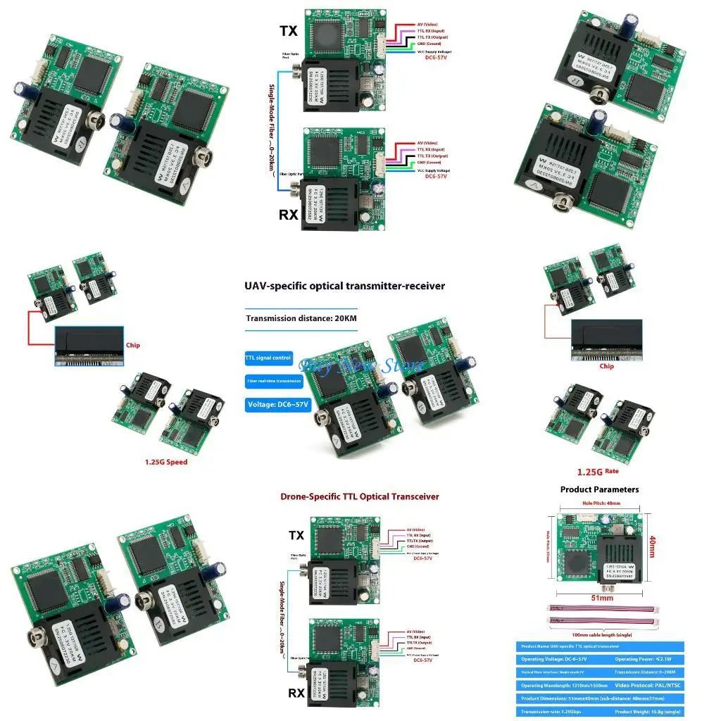 

20CE Lightweight Fiber Optics Module TTL UART SBUS Conversion Communication Link