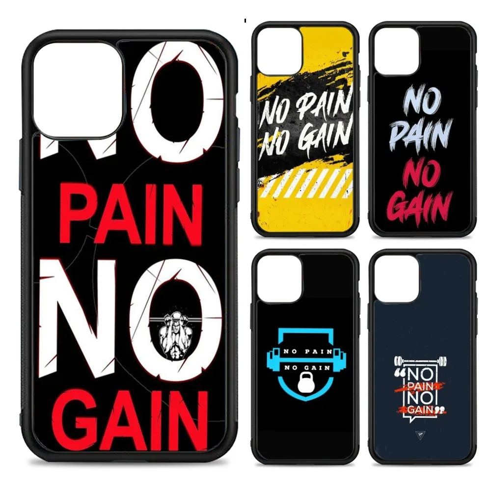 No Pain No Gain Gym Fitness Phone Case Silicone PC+TPU Case For IPhone 14 11 12 13 Pro Max 8 7 6 Plus X XR Hard Fundas