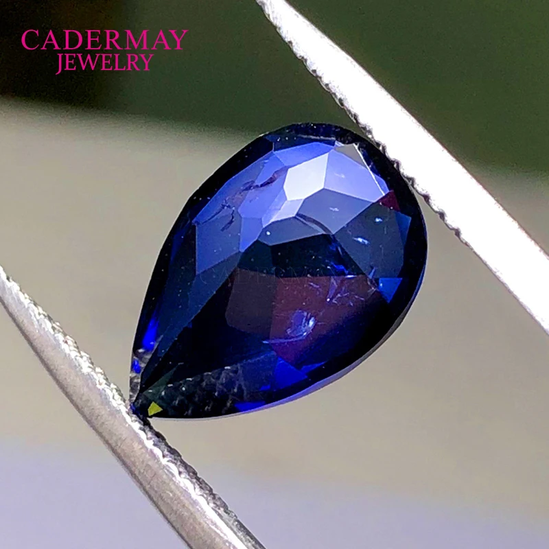 Inclusions Lab Grown Sapphire 3x4mm-15x20mm Pear Shape Cornflower Blue Synthetic Sapphire Loose Gemstone for Diy Jewelry Design