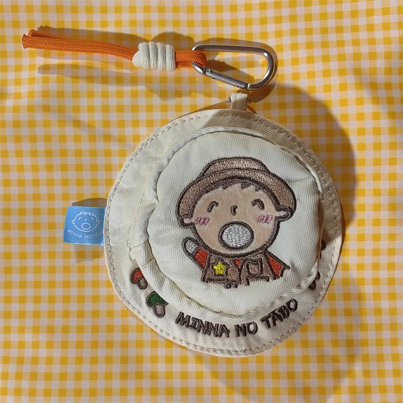 Minna No Tabo Coin Purse Wallet Embroidered Hat Shape Coin Pouch Kawaii Cute Bag Keychain Key Case Earphone Storage Bag