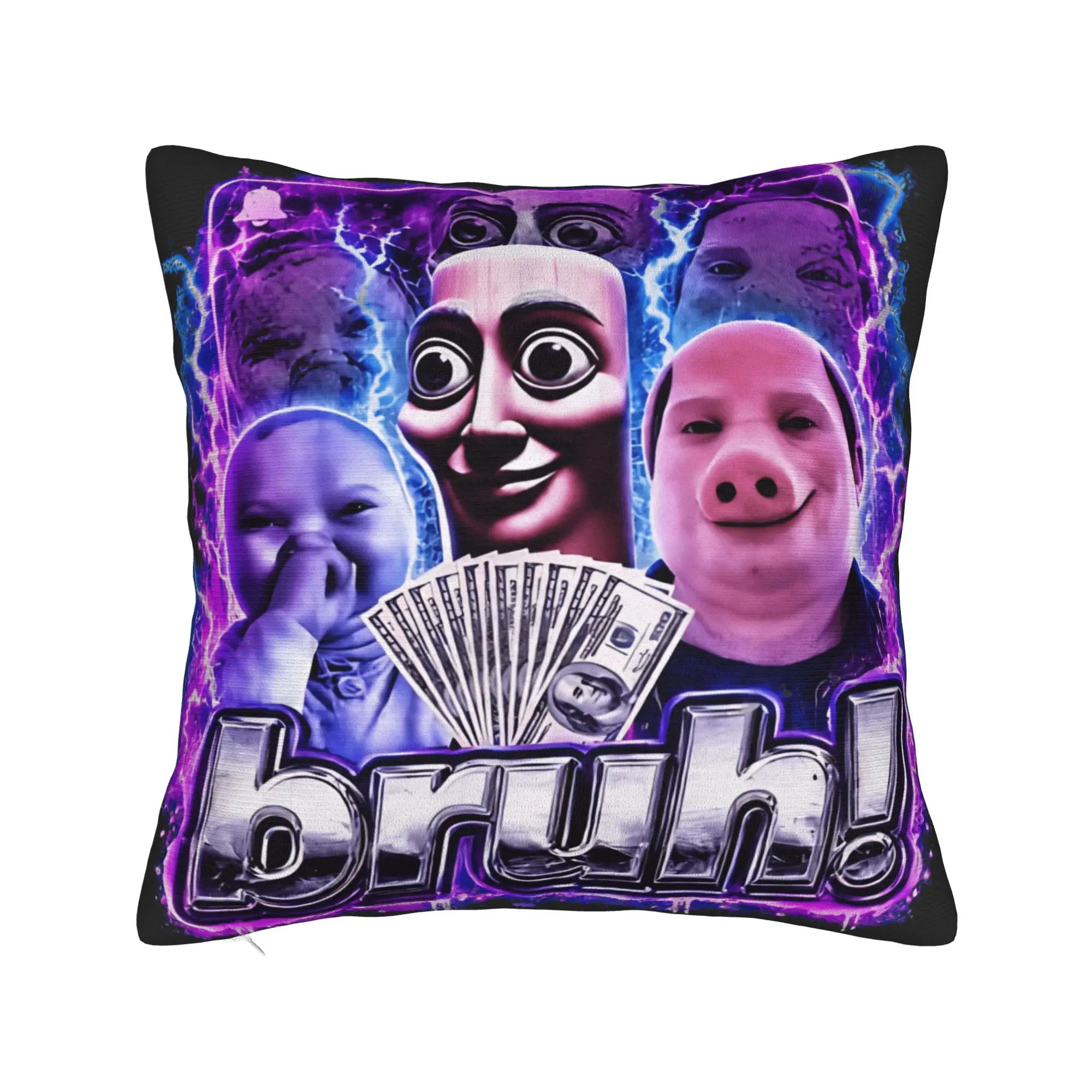 Tung Sahur John Pork Ai Baby Meme Brainrot Gen Z Bootleg Pillow Cover  Soft Cushion Cover Kawaii Pillow Case Living Room Chair
