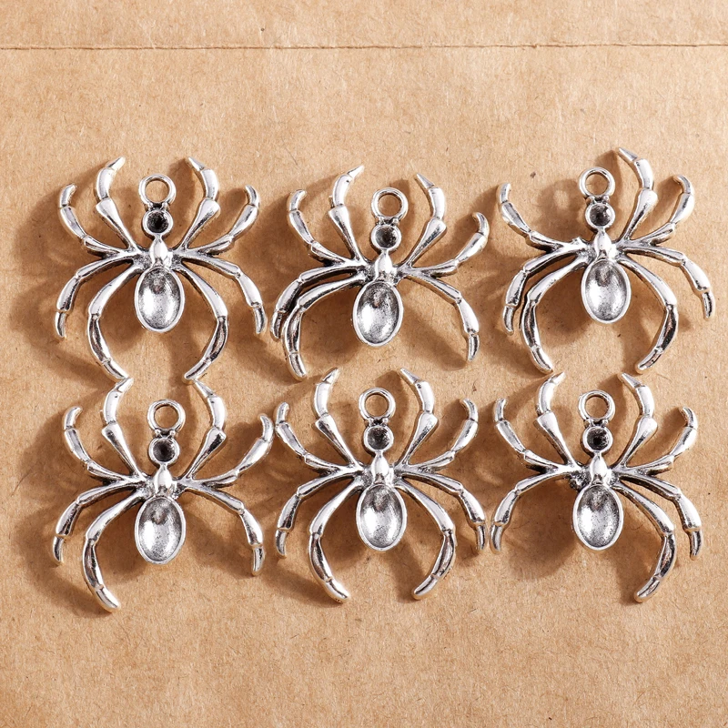 10pcs Retro Silver Color Alloy Cute Spider Charms Pendants for Jewelry Making DIY Earrings Necklaces Handmade Keychains Gifts