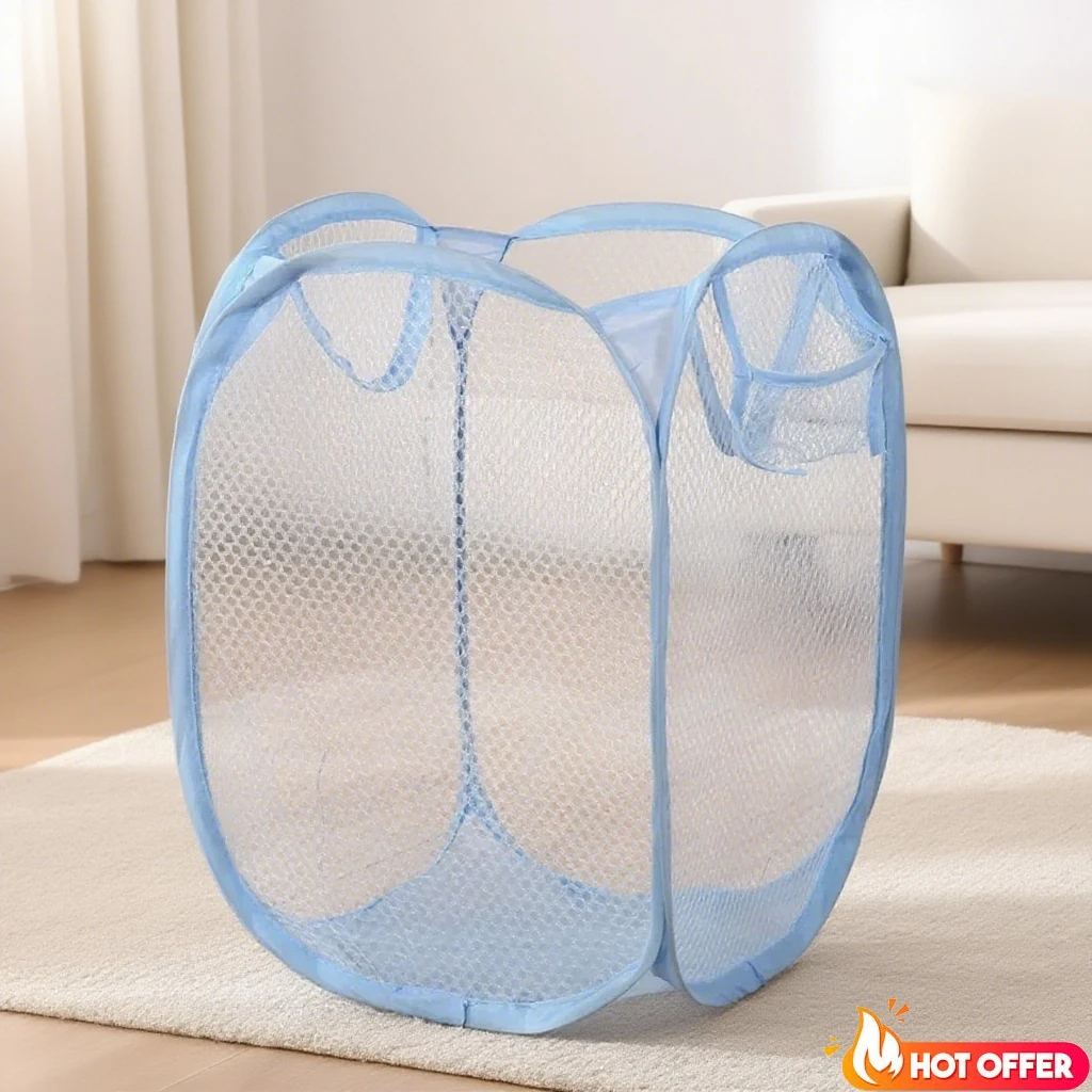 

Mesh Pop Up Dirty Laundry Basket Hamper with Durable Handles Collapsible Laundry Basket Clothes Storage Baskets Laundry Basket