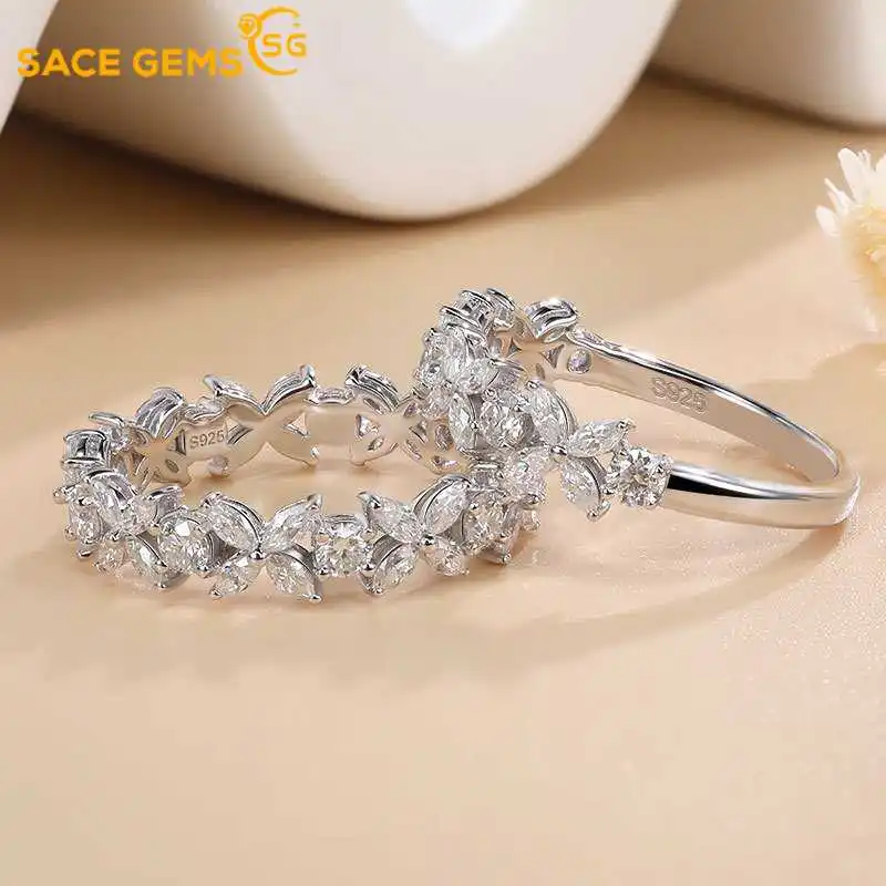 

SACE GEMS 2.43ct D Color Moissanite Ring 925 Sterling Sliver Plated 18k White Gold Wedding Engagement Ring for Women Fine Jewely