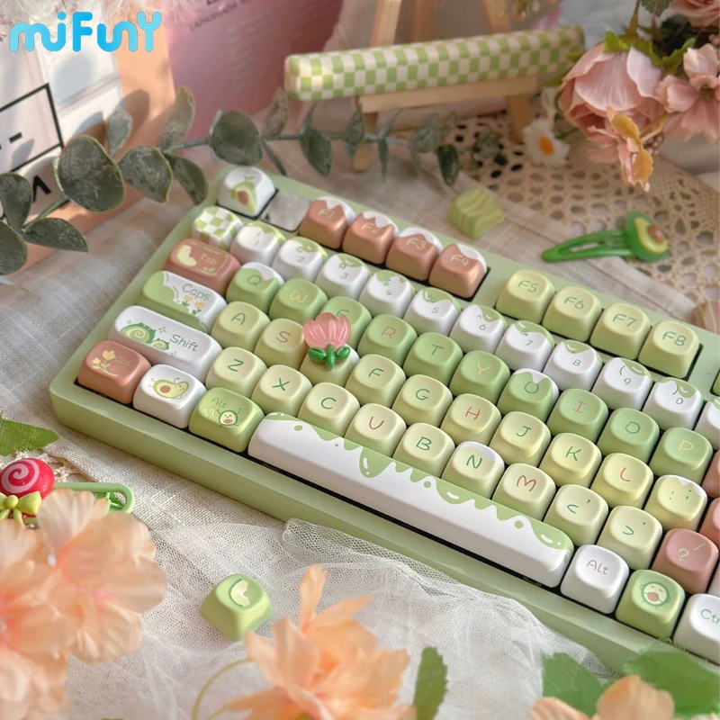 

Avocado Keycap Set 136 Keys PBT Customization Dye-sublimation Cute Keyboard Cap XOA Key Cap for Mechanical Keyboard Accessories