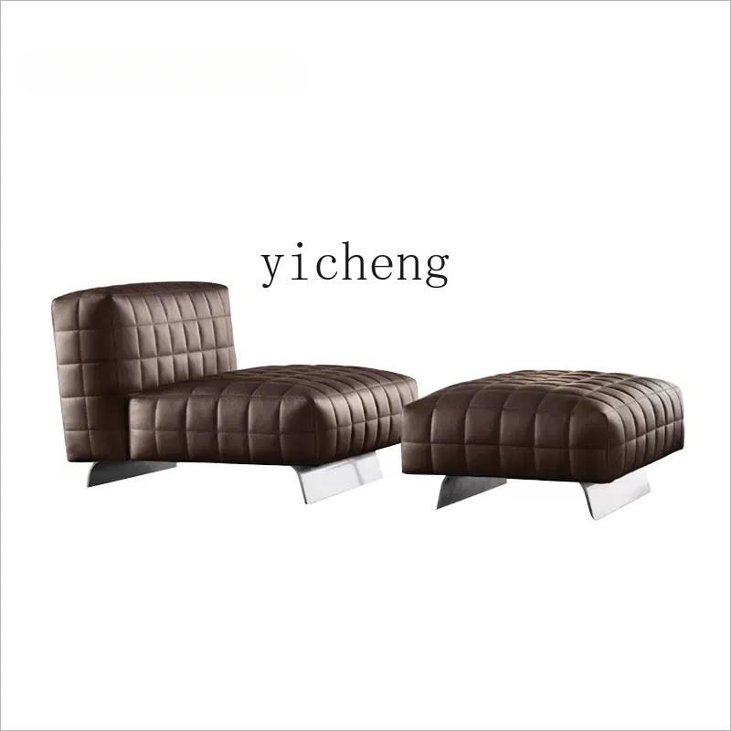 

Zc Leather Lounge Chair Living Room Home Minimalist Medieval Single-Seat Sofa Chair