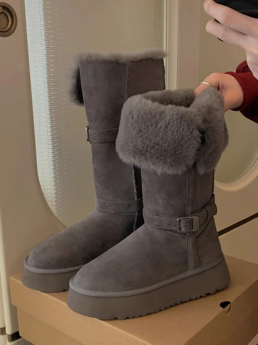 

Thi Bot ey, длинные зимние сапоги-трубы, женские зимние ботинки без рукавов, новинка зимы 2022, утепленные хлопковые ботинки с высокой трубкой