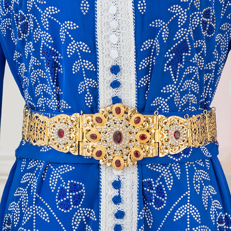 

Elegant Golden Waist Belt Gemstone Inlaid Design Suitable For Wedding Gifts Bridal Outfits Middle Eastern Fine Jewelry