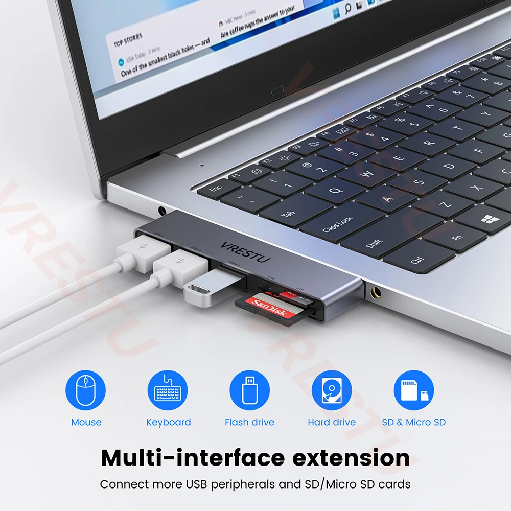 고속 USB 3.0 OTG 분배기 카드 리더기, SD TF 포트가 있는 멀티포트, 컴퓨터 액세서리, USB 마이크로 SD 어댑터, 5 in 1 USB 허브