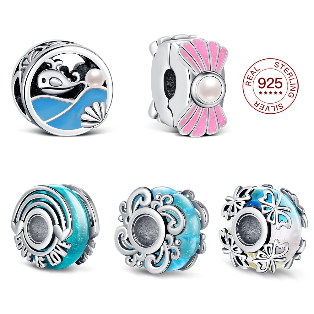 Neuer Feiertags-Meer-Charm Original Anhänger S925 Sterling Silber Perle Passend für Armbänder DIY für Frauen Edler Schmuck Feiertags-Liebesgeschenk