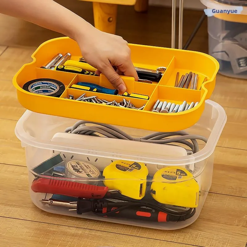 

Large Capacity Plastic Hardware Accessories Storage Box Transparent Long Rectangle Handheld Miscellaneous Items Organizer Box