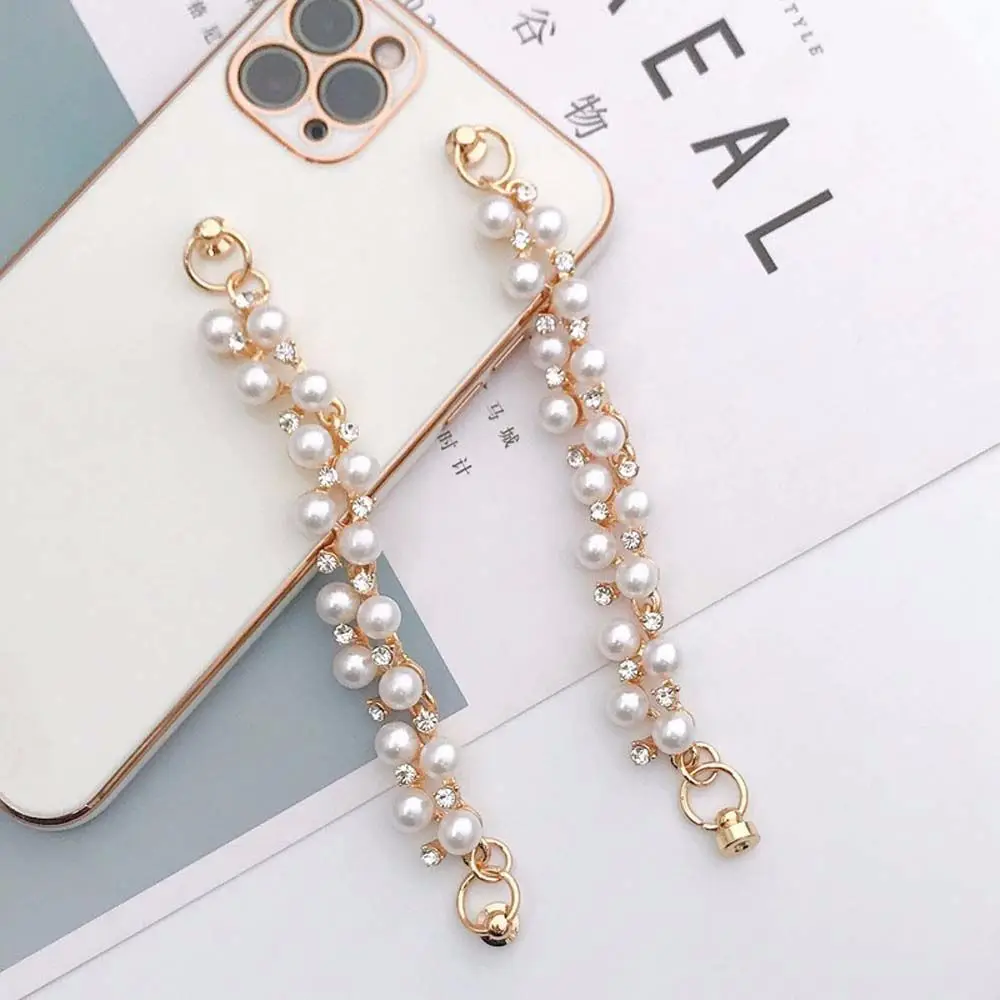 

Accessories Rhinestone Cell Phone Lanyard Crystal Pearl Phone Fall Prevention Mobile Phone Chain Phone Loss Prevention Strap
