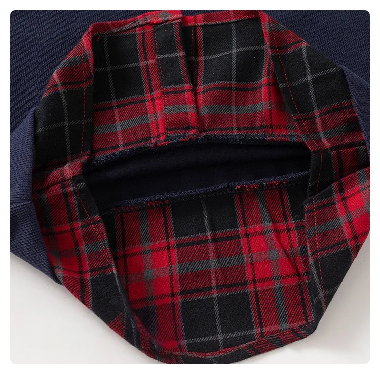 2026 Frühling Kinderkleidung Hoodie Jungen Preppy-Stil Fake-Zweiteiler Sweatshirt Karierter Kragen Langarm Besticktes Jungen-Oberteil – Detail 9