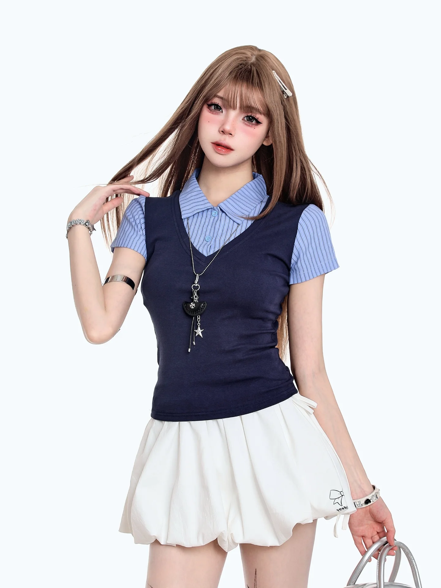 Amerykański styl retro, koszulka w stylu college, sportowa, letnia, słodka i seksowna, top z okrągłym dekoltem, bawełniana koszulka bez rękawów.