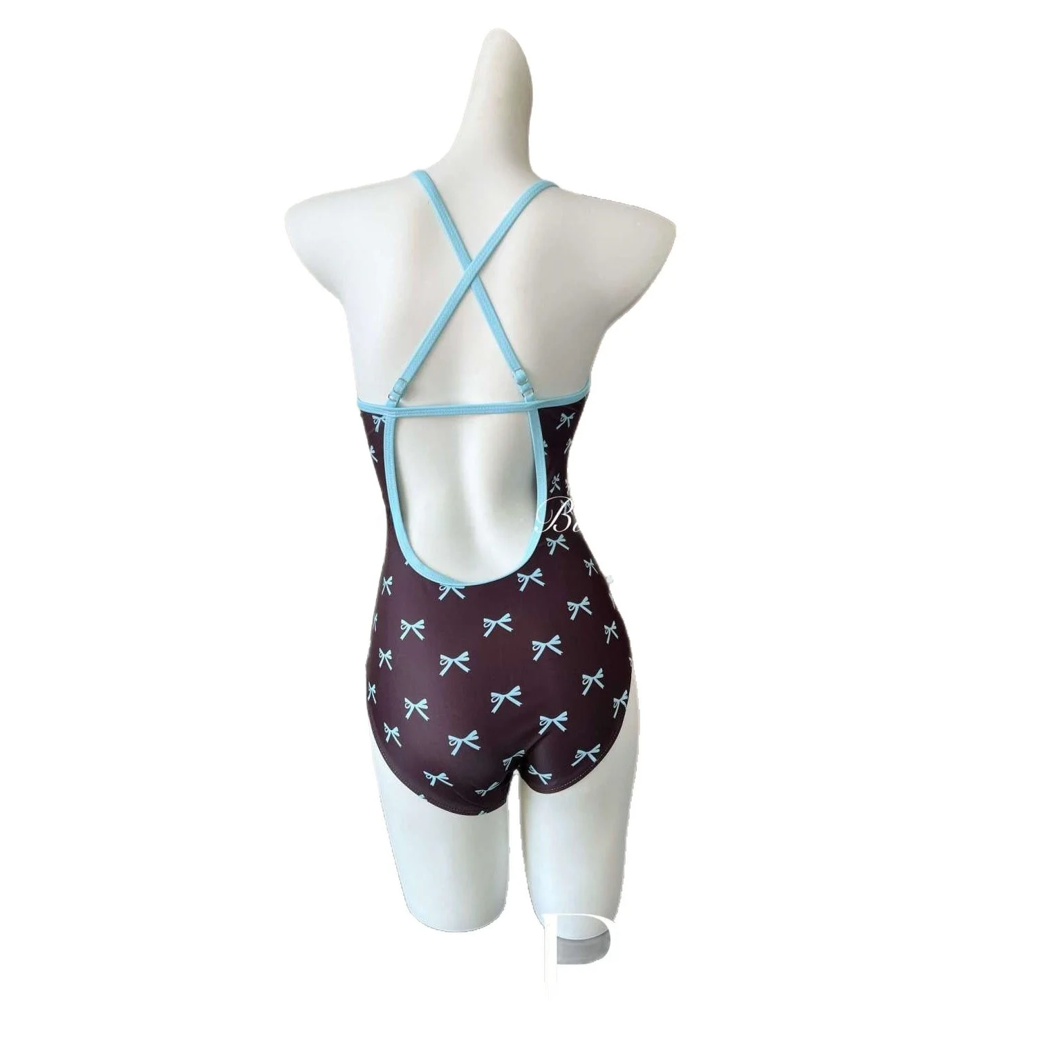 Mint  Color One-Piece Swimsuit Women's Competitive  Knot Design White Enhancing Professional Swimming Suit - view 5