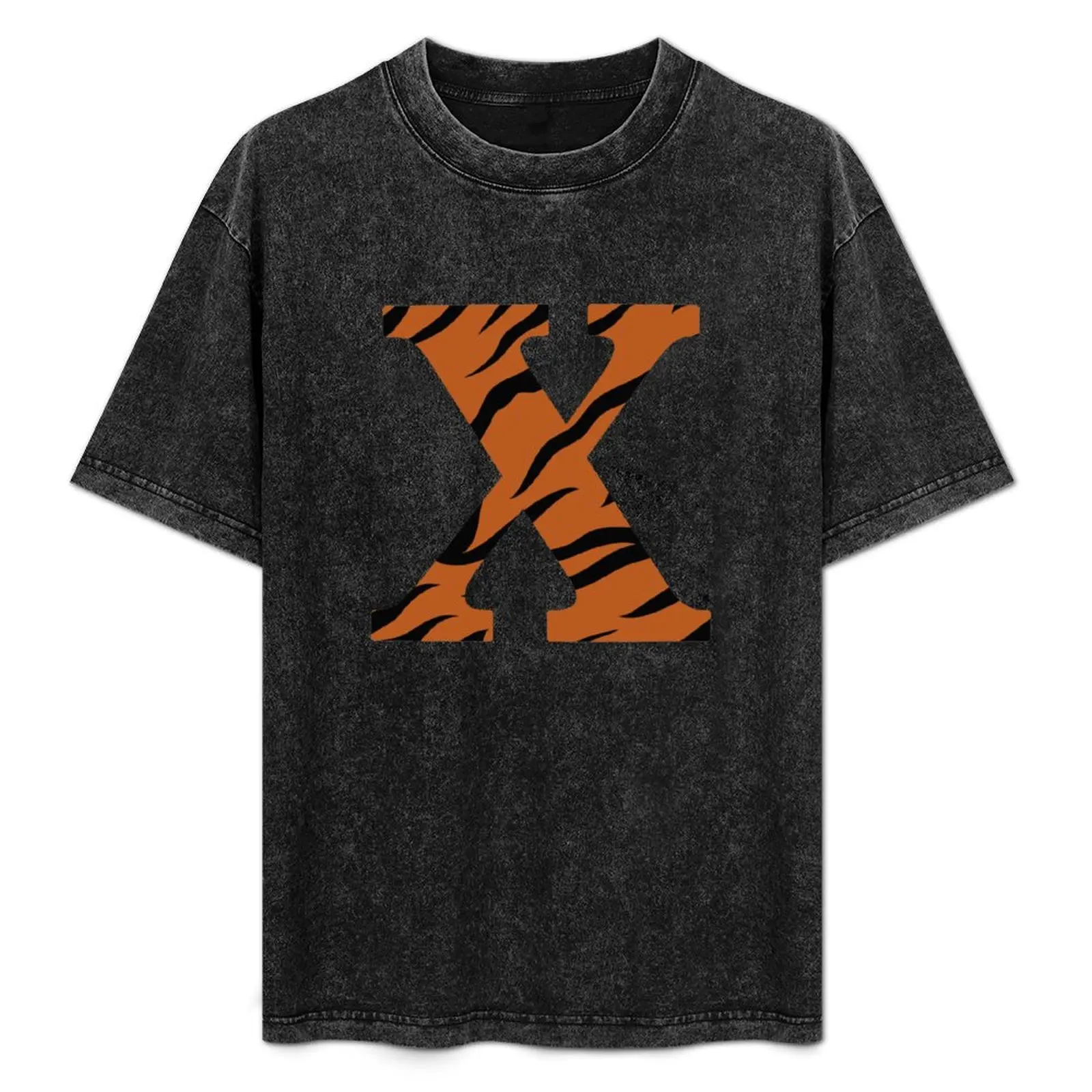 

Letter X Tiger Skin T-Shirt All Match Print Short Sleeve Top