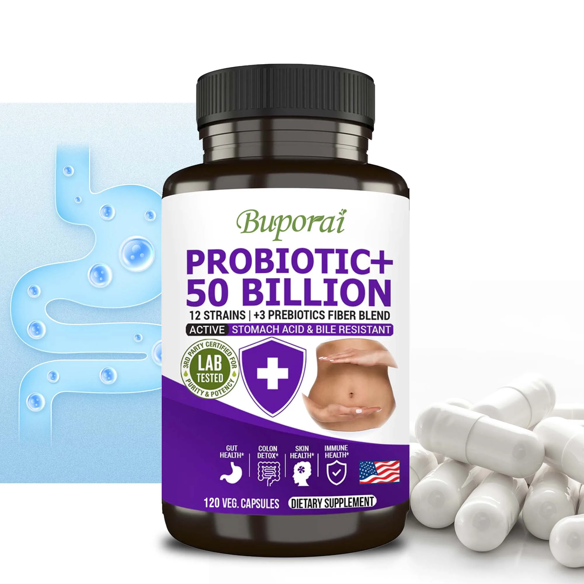 

Probiotics + 50 Billion - Help Reduce Bloating and Gas, Reduce Discomfort, Maintain Vitality, Support Digestive and Gut Health
