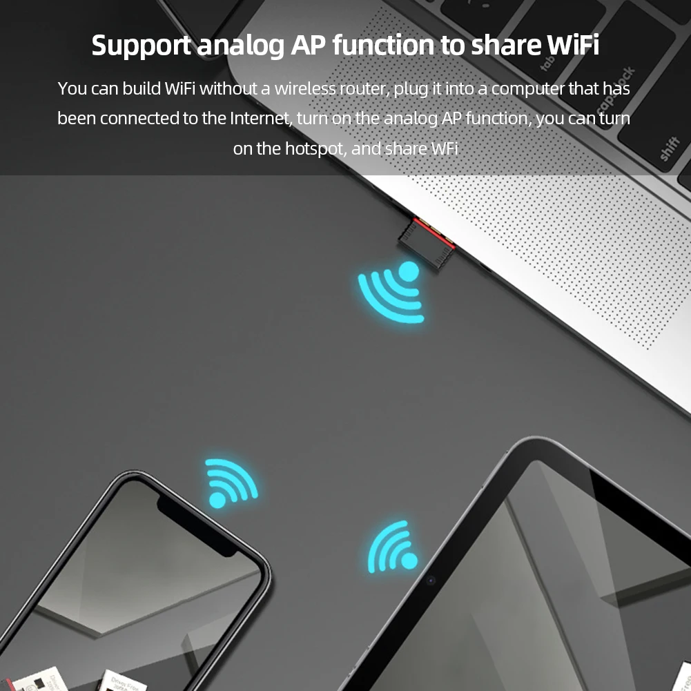 USB Network Adapter Driver Free WiFi Adapter AX Protocol Wireless Network Card 2.4GHz High Speed USB for Desktop Computer