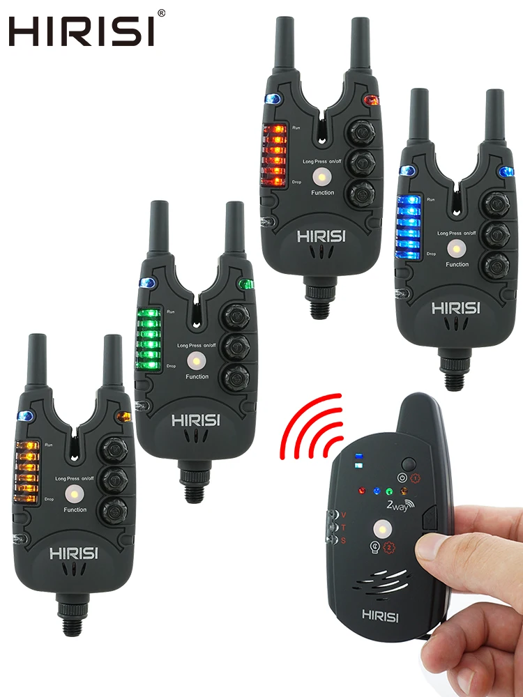 HIRISI S8 Kabelloser Bissanzeiger zum Karpfenangeln, 2-Wege-Fernbedienung mit LED/Tonalarm für Nachtangeln