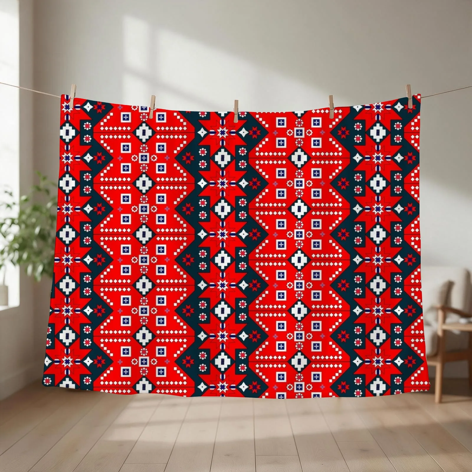 Norwegian National pattern Throw Blanket couch cozy soft plush fuzzy picnic outdoor blanket