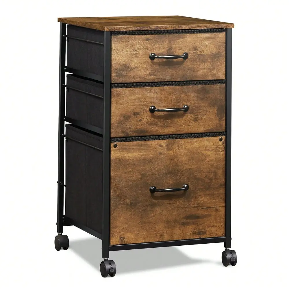 

Office Storage Cabinets And ShelvingCabinet Mobile 3Drawer Rolling Printer Stand For Home Office With Fabric Vertical Filing Sys