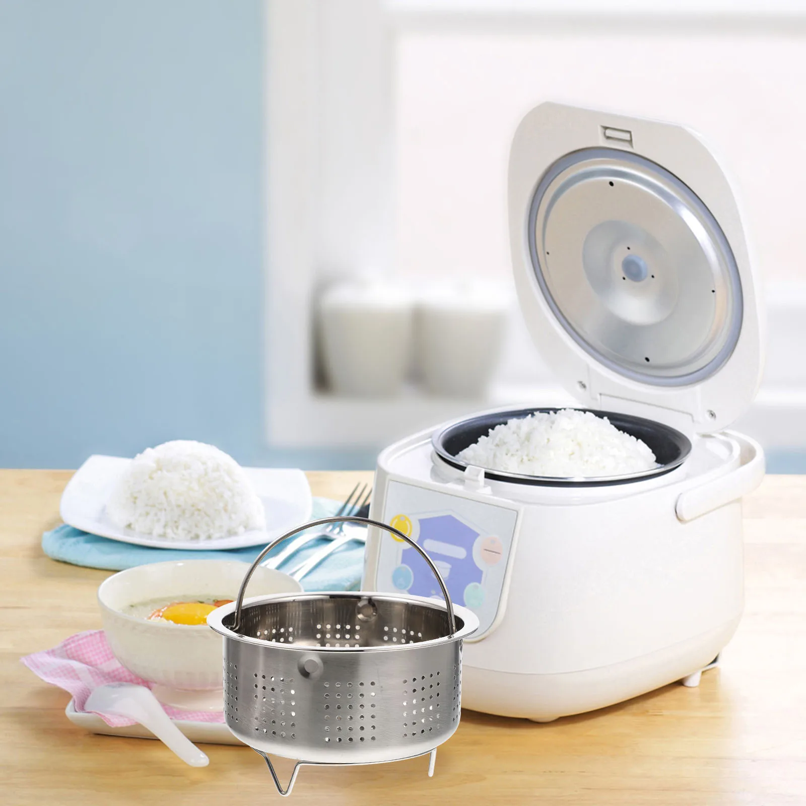 

Stainless Steel Steaming Basket Multi-Use Rice Vegetable Steamer Rack Lightweight Compact Kitchen Accessory Drain Holes