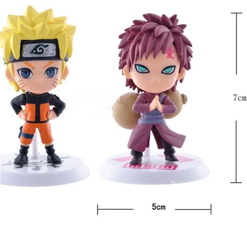 6Pcs/Set Japan Anime Figure Uzumaki Naruto Uchiha Sasuke Kakashi Mini Figurine Cake Car Decoration Toys Collection Doll Gifts