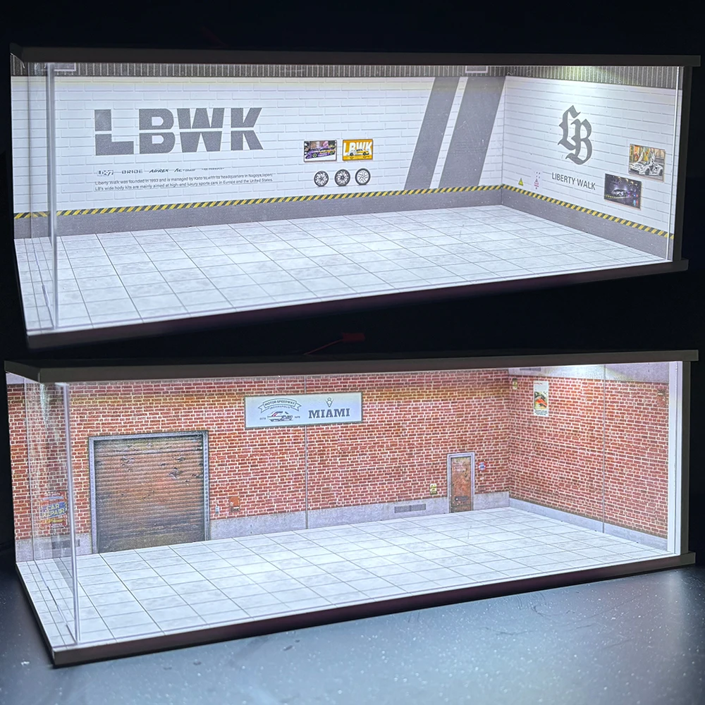 1/64 Auto-Garagen-Diorama Miniatur-Parkplatzmodelle Legierung Auto-Modellautoszenen-Aufbewahrungs- und Präsentationsbox Auto-Modell-Sammelboxen – Detail 1