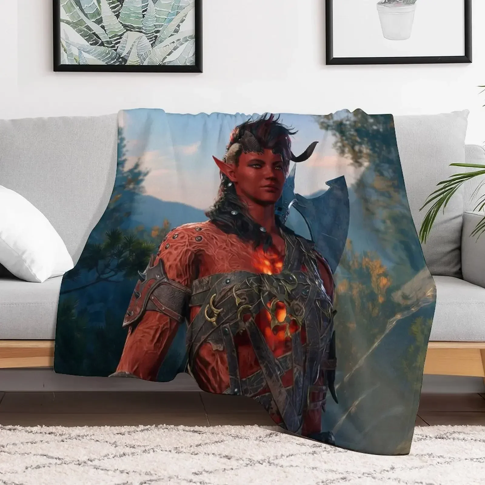 

Karlach the Tiefling Barbarian Adventurer Throw Blanket decorative for winter Blankets blankets and throws Designers Blankets