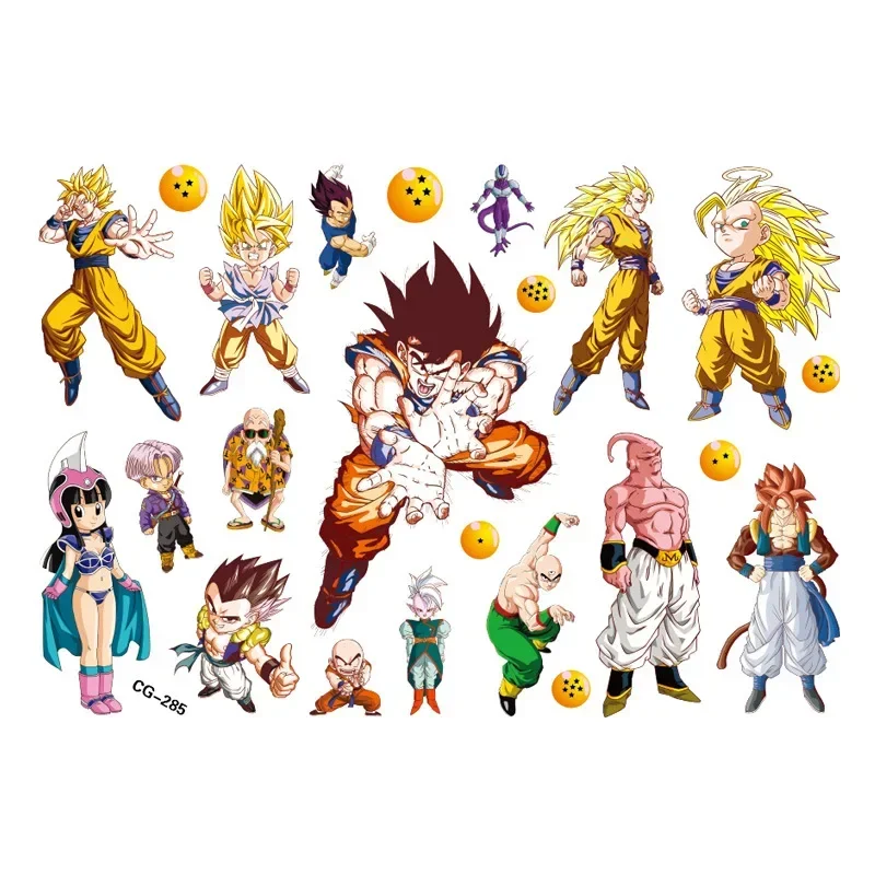 Anime Dragon Ball Tattoo Stickers Cartoon Son Goku Vegeta Super Saiyan Figure Sticker Kids Girls Birthday Gift