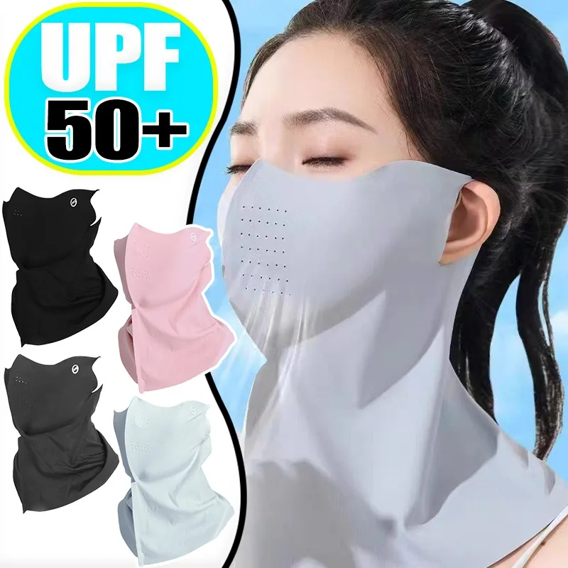 3D Ice Silk Sunscreen Mask Neck Protection Sun Protective Scarf Breathable Cool Face Shield Free Breathing UV-proof Face Mask