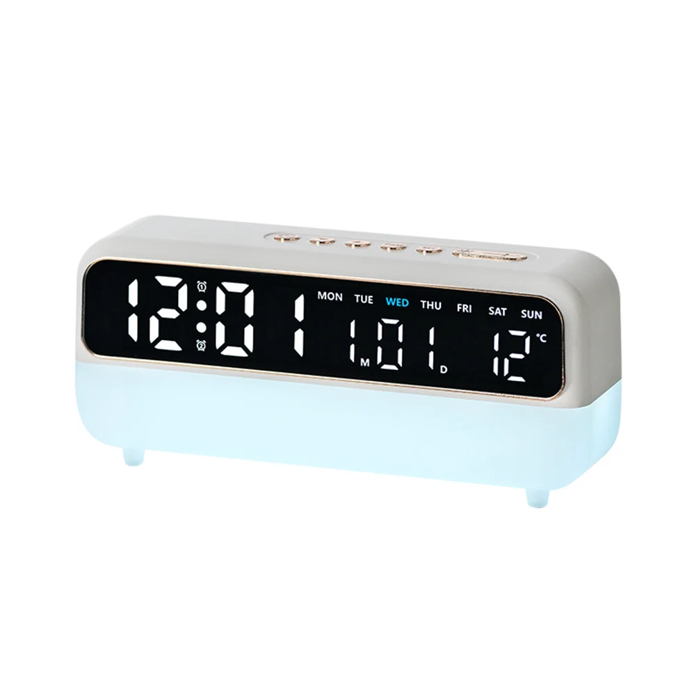 

Digital Alarm Clock with LED Ambient Light Temperature Display Countdown Function and Manual Brightness Control for Nightstand