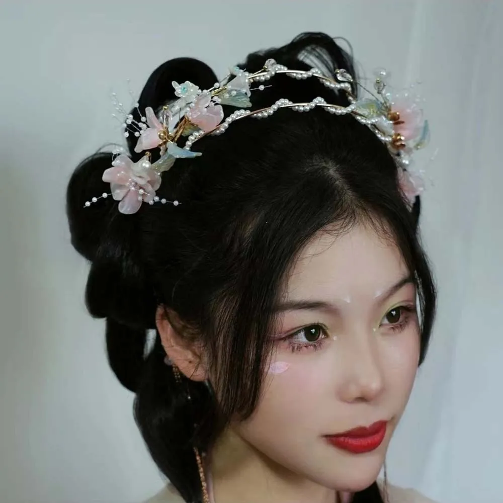 

Hair Accessories Flower Hanfu Tassel Hair Hoop Crystal Beads Chinese Ancient Hairband Crown Ribbon Swaying Fairy Headwear Women