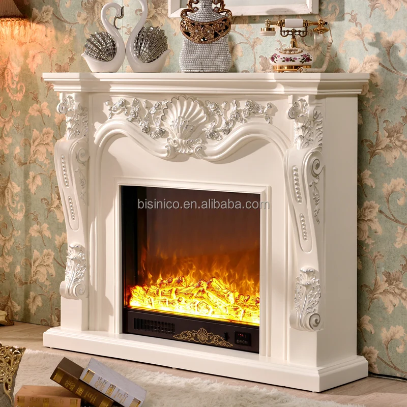 Najlepiej sprzedający się antyczny kominek z litego drewna z wkładką płomieniową (MOQ = 1 ZESTAW)