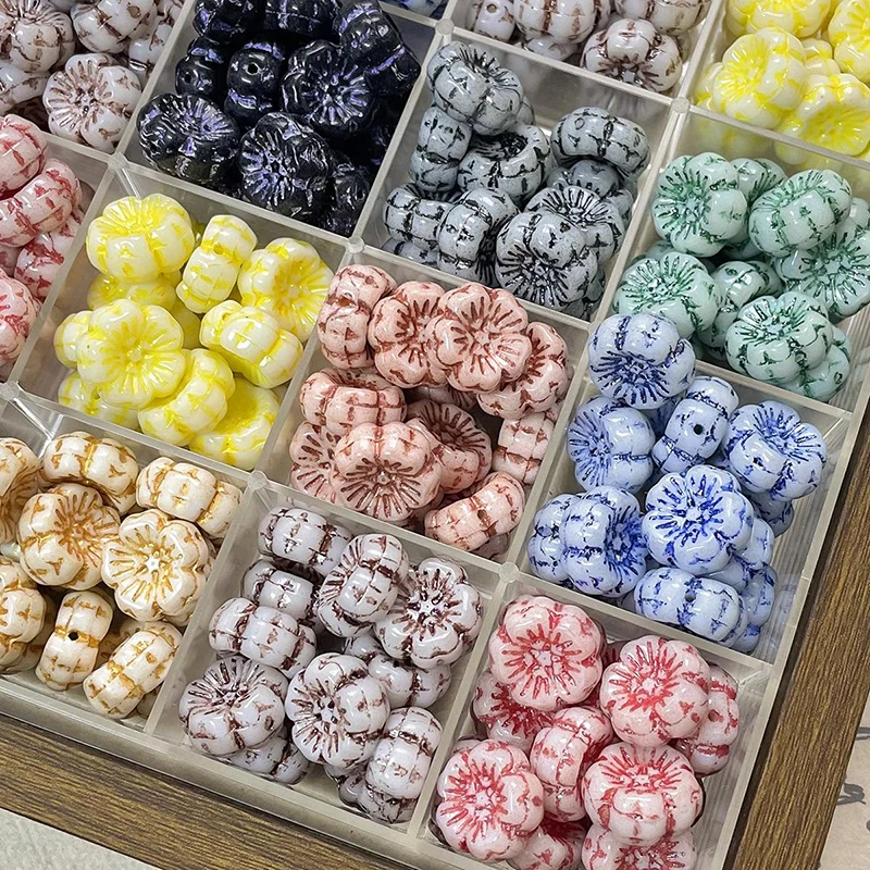 

6pcs Retro Double-sided Three-dimensional Flower Glass Beads Diy Handmade Bracelet Necklace Beaded Accessories Materials