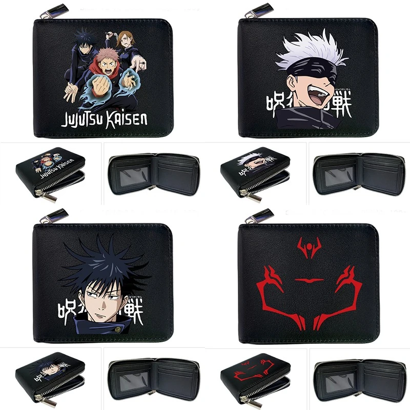 Cartoon Anime Jujutsu Kaisen Wallet Gojo Yuji Short Wallets Purse High Quality PU Leather Large Capacity Card Pack Birthday Gift