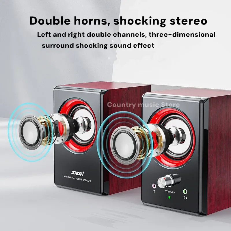 مضخم صوت سلكي خشبي HIFI مكبرات صوت بخاصية البلوتوث قناة 2.0 المسرح المنزلي USB Tybe-C للتلفزيون/الكمبيوتر Boombox مركز الموسيقى #4