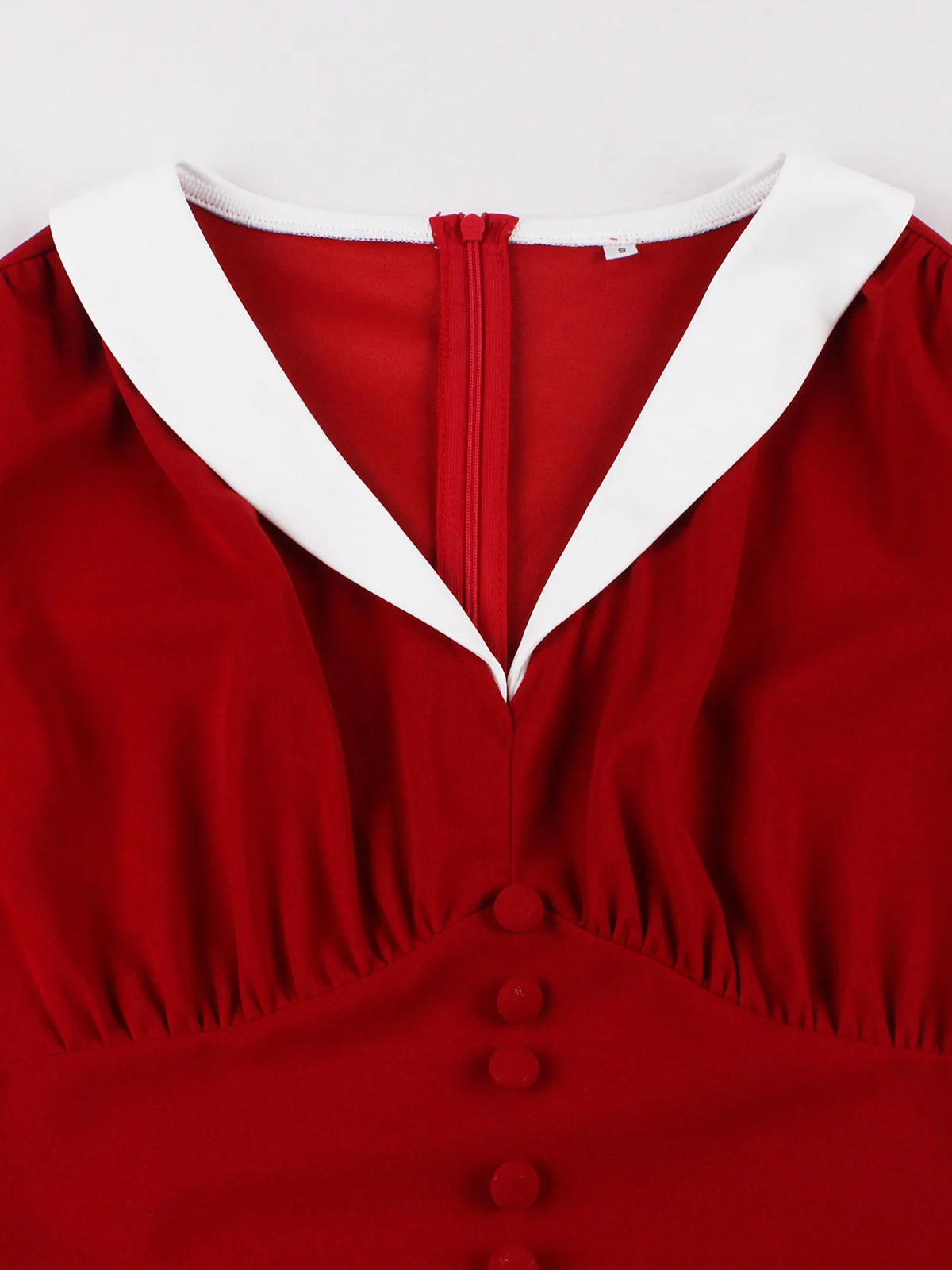 Tonval Contrast Collar High Waist Buttons Cap Sleeve Summer Dresses Women 2026 Vintage Pleated Midi Elegant Dress