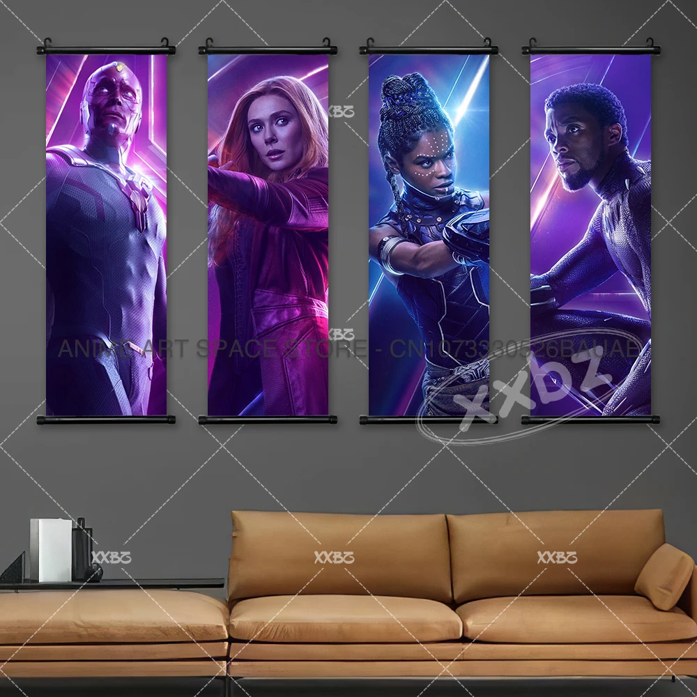 Marvel Avengers Poster Spider-Man Wall Art Star-Lord Scroll Pictures Hulk Hanging Painting Movie Captain America Home Decoration