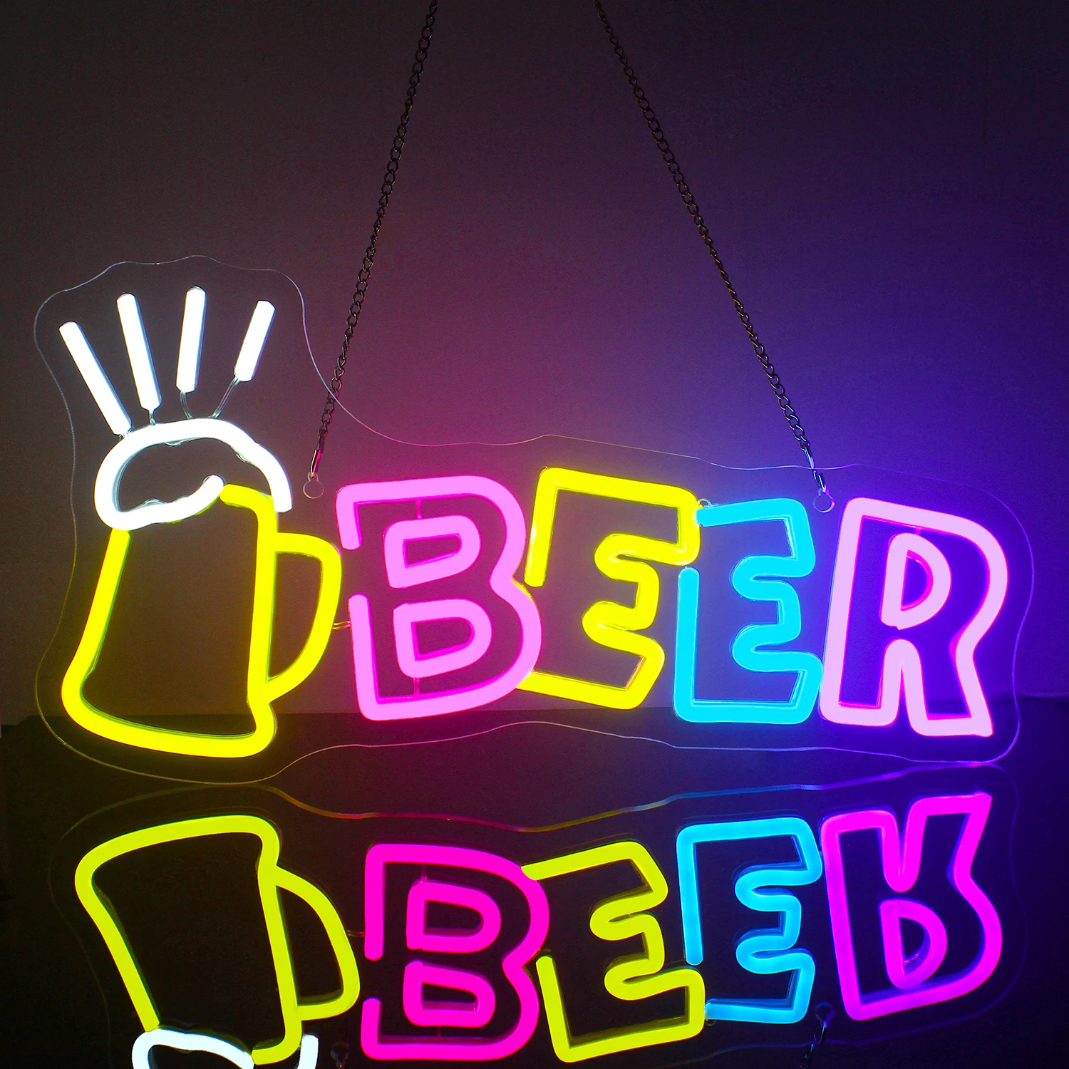 Beer Neon Sign LED Neon Signs for Man Cave Pub Neon Bar Signs for Wall Night Club Beach Store Decor Party Decor USB Neon LED