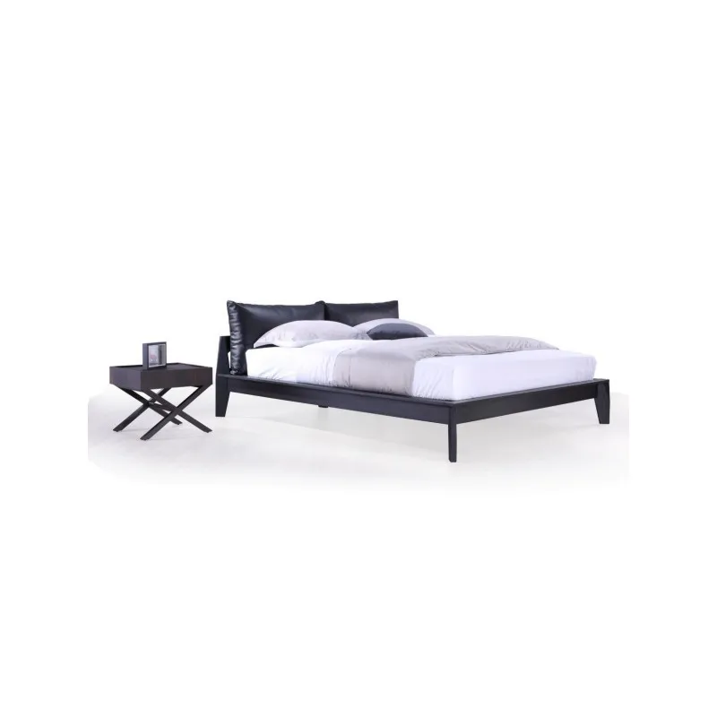 

Italian modern minimalist leather double bed, ash wood North American style soft bag master bedroom bed