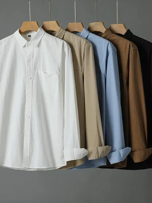 

Japanese Style Pure Cotton Men's Long Sleeve Shirt Spring Autumn New Loose Fashion High-End Feelings Outerwear Color