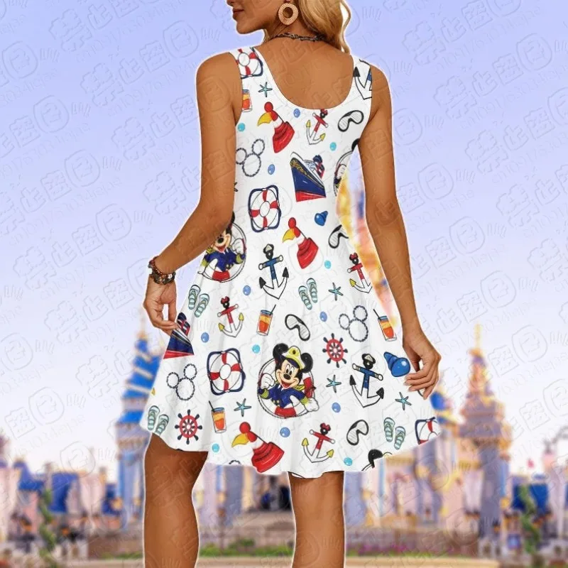 Vestido de Verano 2026, Moderno, Kawaii, Dulce, para Mujer, Niña y Madre, Vestido de Viaje, Cómodo y Transpirable, con Diseño de Mickey
