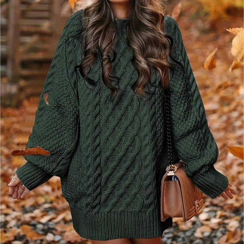 

Personalized Style Sweater Pullover Retro Twist Autumn and Winter Loose Sweater Women's Elegant Knitted Sweater