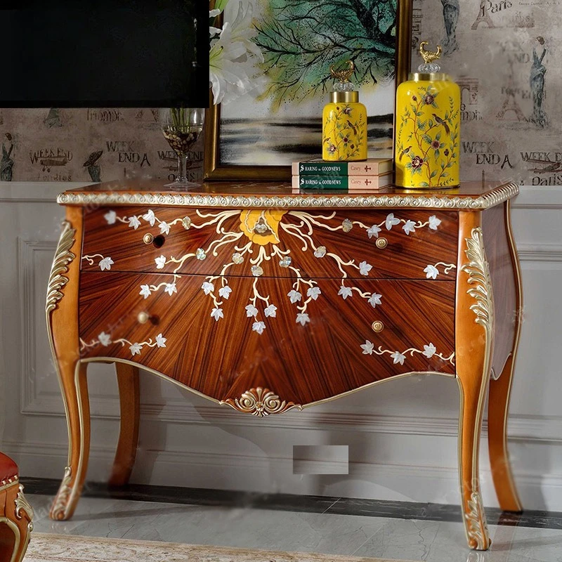 

Bedroom furniture Large mahogany carved decorative cabinet Shell inlaid porch cabinet furniture