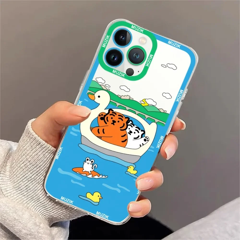 M-MUZIK T-TIGER Phone Case For Samsung S20 S21 S22 S23 Ultra Plus S10 Transparent Border Shell