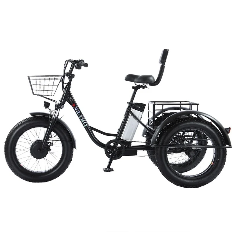 

20 Inch Fat Tire All Terrain Electric Tricycles For Adults 48V 500W Three-Wheel Electric Bicycle With Passenger Seat