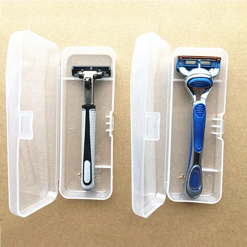 Universal Shaver Case Portable Transparent Plastic Box Men\'s Razor Case Shaving Machine Shaver Box Razor Blades Storage Box